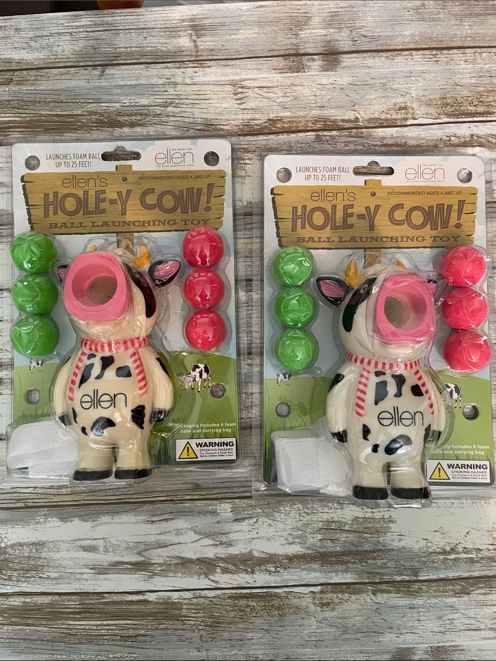 Ellen Degeneres Hole-Y Cow Ball Launching Toy - Cream, Pink, Green